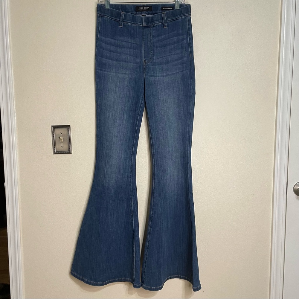 Judy Blue Distressed Pull On Super Flare High Rise Jeans Size 9/29 Festival BOHO